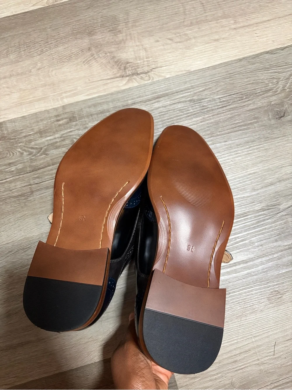 Men's Navy and Black Leather Monk Strap Dress Shoes